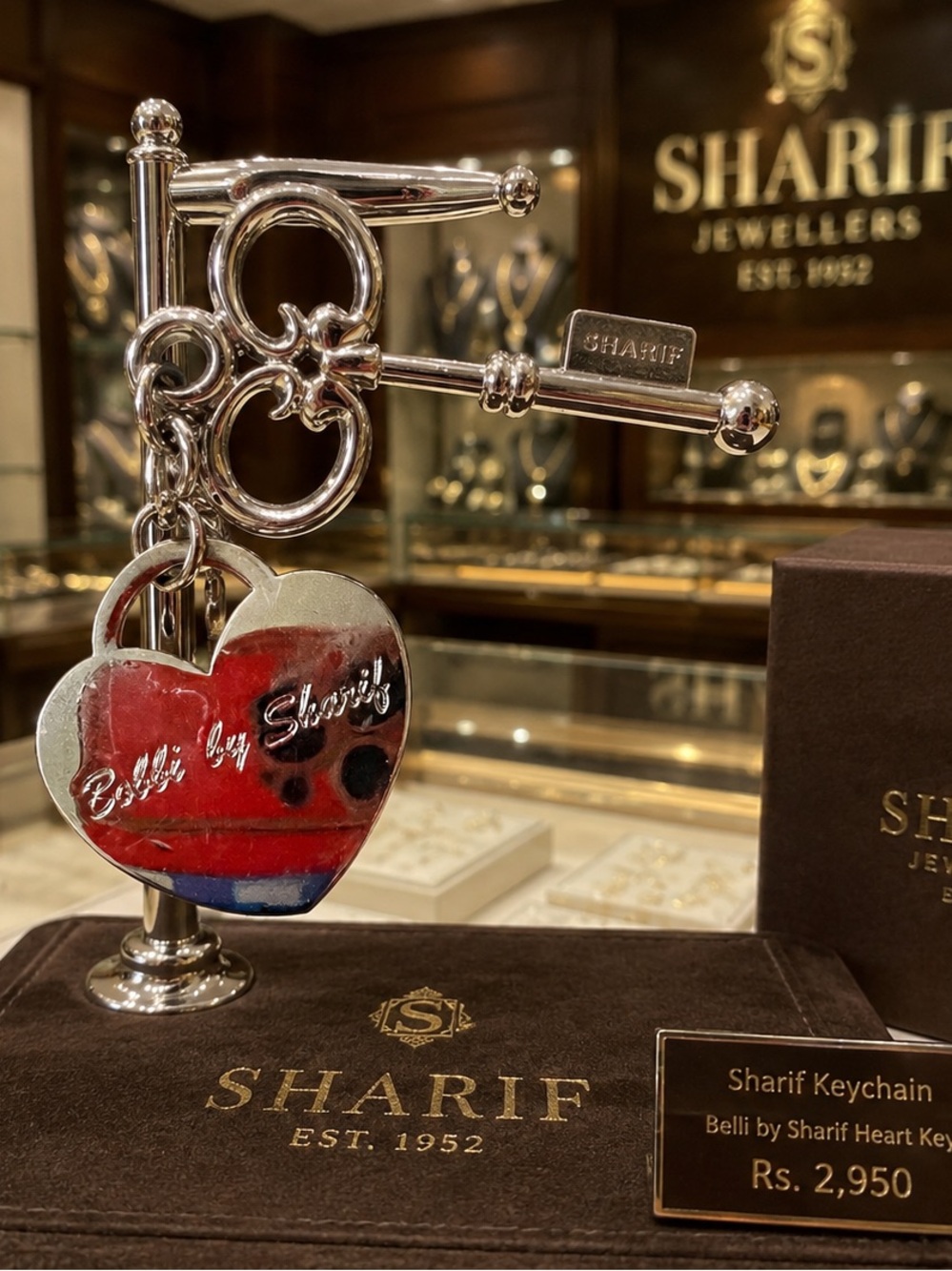 Sharif Belli Heart Keychain - Red & Blue Enamel